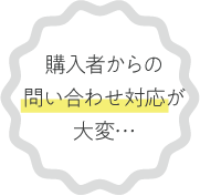 購入者からの 問い合わせ対応が 大変…